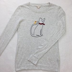 J.Crew Embroidered Cat Sweater
